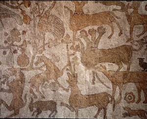 Repræsentation af den imaginære indiske fauna, der symboliserer Alexander den Stores bedrifter (356-323 f.Kr.), konge af makedonsk under erobringen af Indien Pavement of Pantaleone (eller Pantaleon) af Unknown artist