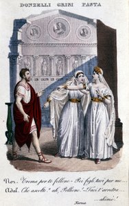 Repræsentation af fortolkerne af den første repræsentation af "" La Norma "" af Vincenzo Bellini (1801 - 1835): fra venstre mod højre Domenico Donzelli (Pollione), Giuditta Grisi (Adalgisa) og Giuditta Pasta (Norma). 1833. af Unknown artist