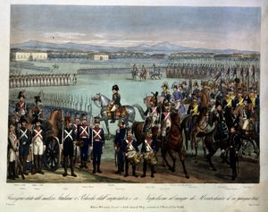 Gennemgang af Napoleons italienske og polske militser på Montechiaro-feltet, 10. juni af Unknown artist