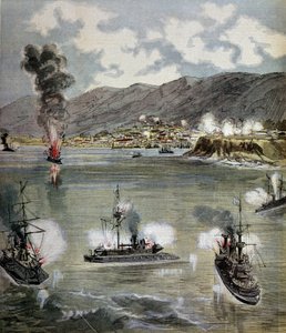 Revolution i Chile: angrebet på Valparaiso i 1891. Illustration taget fra "" Supplement illustrerer du Pepetit journal""" 1891. Paris, B.N. af Unknown artist