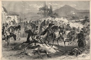 Revolution i september 1868 i Spanien (Gloriosa): Slaget ved Alcolea nær Cordoba (Cordoba) (20. september af Unknown artist