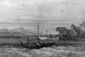 Robert Cavelier de La Salle (1643-1687) ankommer til mundingen af ​​Mississippi, april 1675. i "General History of the Navy" af Van Tenac af Unknown artist