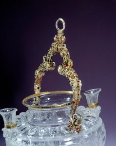 Bjergkrystalvasehåndtag, der repræsenterer Noe fuldskab. 1550 omkring Paris. Louvre-museet af Unknown artist