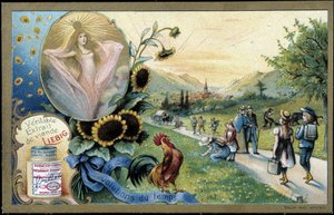 Hane synger solopgangen - chromo. Liébig, deb. 20. århundrede af Unknown artist