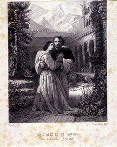 Rosina Stoltz og Gilbert Duprez i akt IV af "The Favorite" af Gaetano Donizetti. 1840. af Unknown artist