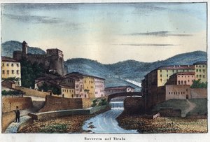 Rovereto by i Trentino i det nordlige Italien - 1800-tallet - gravering fra "" Skikke og traditioner for alle mennesker i universet. Det er historien om regeringen, lovene, militsen, om religionen af ​​alle nationer fra de fjerneste tider op til dage n af Unknown artist