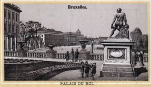 Det kongelige palads i Bruxelles, Belgien. Kromolitografi fra slutningen af det 19. århundrede. af Unknown artist