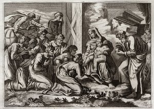 Royaumont Bibelen, Det Nye Testamente: Tilbedelse af de vise mænd. af Unknown artist