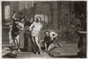 Royaumont Bibelen, Det Nye Testamente: Piskning af Jesus Kristus. Illustration af 1811. af Unknown artist