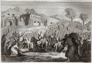 Royaumont Bibelen, Det Nye Testamente: Jesu Kristi triumf. Jesu indtog til Jerusalem. Illustration fra 1811. af Unknown artist