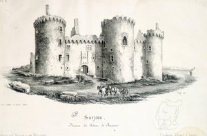 Ruiner af slottet Sucinio i Sarzeau (Morbihan) - gravering af Unknown artist