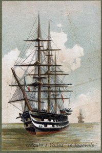 Sejlfregat "" Le tourville""" i 1787. Kromolitografi fra det 19. århundrede. af Unknown artist
