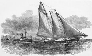 Sejlads: Amerika ved Cowes-regattaerne tager hovedet af kapsejladsen - gravering, Bibl. des arts deco af Unknown artist