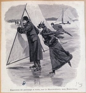 Sejløvelse, på Shrewsbury, USA, ca. 1890 - gravering, slutningen af det 19. århundrede af Unknown artist