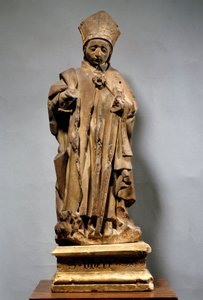 Sankt Hubertus i eveque Træskulptur af Unknown artist