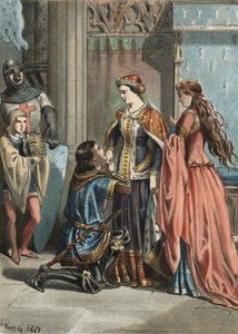 Saint Louis (1214-1270), konge af Frankrig, og hans mor Blanche de Castille (1188-1252). indgravering af 1881 i "The Cult of Beauty" af Juan Justo Huguet, Molinas Hermanos editores af Unknown artist