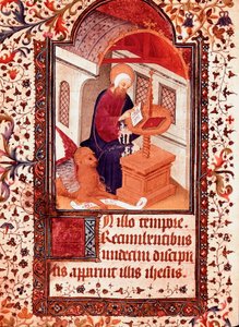 Saint Mark Miniature fra "" The Hours of Edward I (Duarte) of Portugal (1391-1438)" 15. århundrede Lissabon, Torre do Tombo af Unknown artist