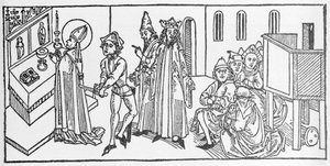 Sankt Matthæus. Indgravering fra "De helliges liv - sommerdel" (Helgenbogen) af Jacobus (James) fra Voragine (1228-1298). Lübeck 1488. af Unknown artist