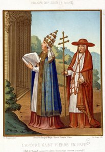 Sankt Peter i pave ledsaget af en kardinal, 2. halvdel af 1400-tallet. af Unknown artist