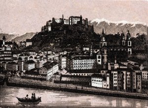 Salzkammergut-regionen, Østrig: Salzburg fra Kapuzinergarten. i "" Verden illustrerer 168 visninger"" Udateret (slutningen af ​​det 19. århundrede) af Unknown artist