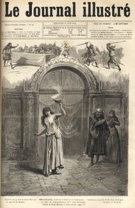 Sarah Bernhardt: Lady Macbeth i "" Macbeth"", drama af Shakespeare, bearbejdet af Jean Richepin - Theatre de la porte Saint-Martin - indgravering i "Le journal illustrious"" fra 1884 af Unknown artist