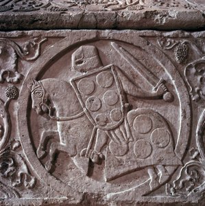 Sarkofag af ridderen af paladsfamilien (sandsynligvis Hugh af paladset), detalje af det nederste relief. marmor. 1292. Toulouse, Jakobinernes Kirke af Unknown artist