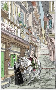 Saksisk legende: Godiva (Lady Godiva eller Godgifu), en saksisk kvinde, der i begyndelsen af år 1000 krydsede nøgen på hesteryg over gaderne i Coventry i England for at overbevise sin mand om at reducere de skatter, han opkrævede for at finansiere sin mili af Unknown artist