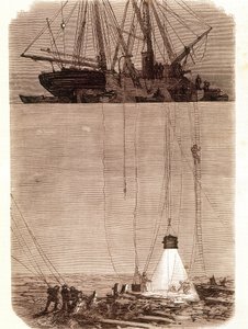 Søg efter spanske galeoner skibbrudne i Vigo Bay i 1702. Side taget fra "" Emporio Picturesco"" 1871 af Unknown artist