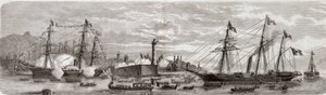 Anden italienske uafhængighedskrig, italiensk kampagne i 1859: Napoleon III (1808-1873) i havnen i Genes 12/05/1859 - Frenchs ankomst til Genova, 12. maj af Unknown artist