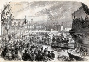 Anden italienske uafhængighedskrig, italiensk kampagne i 1859: Napoleon III (1808-1873) i havnen i Genes 12/05/1859 - Frenchs ankomst til Genova, 12. maj af Unknown artist