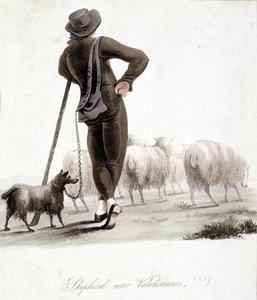 Hyrde nær Valenciennes - akvarel af Unknown artist