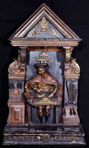 Skomagerskilt med inskriptionen i bunden "" Saint Crespin"" - udskåret træ af Unknown artist