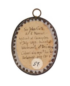 Sir John Gell 1650 circa (miniature på metal) af Unknown artist