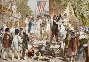 Slavesalg til Richmond i USA i 1864. af Unknown artist
