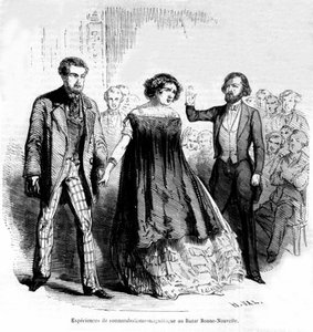 Søvnvandringsoplevelser: magnetisme og hypnose ved Bazaar de la Bonne-Nouvelle, gravering fra 1885 af Unknown artist