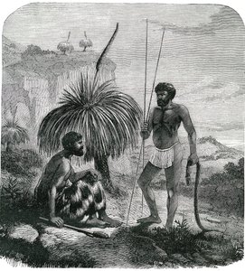 Slangejægere i Australien. Indgravering 1868 af Unknown artist