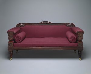 Sofa, ca. 1821-35 (palisander & fyrretræ med uldent polstring) af Unknown artist
