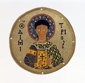 St. Demetrius - i "" Historie og monumenter af byzantinske emaljer"" af N. Kondakow. Kromolitografi 1892. af Unknown artist