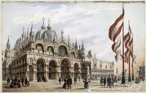 Markusbasilikaen - i "" Album med de vigtigste udsigter over Venedig"", ill. af Marco Moro, red. Gio Brizeghel, v.1840 af Unknown artist