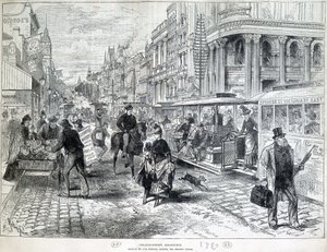 Gadescener, Collins Street i Melbourne i 1889. af Unknown artist