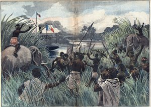Tager Tchad-søen i besiddelse (Afrika) af Unknown artist