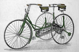 Tandem trehjulet cykel model. af Unknown artist