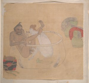 Tartarofficer med blondine af Unknown Artist