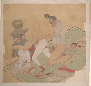 Tartarofficer med blondine af Unknown Artist