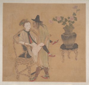 Tartarofficer med blondine af Unknown Artist