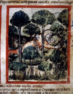 Thamar (Tamar) er besat af Amnon (Ammon)” Miniature taget fra Codex 212 (eller Paduan Codex eller Bible of Padua) 1390-1400 Rovigo, Accademia dei Concordi af Unknown artist