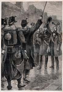 Arrestationen af Victor Schoelcher (1804-93) ved Saint Antoine Barrikaden, 4. december 1851 - Anholdelsen af Victor Schoelcher (1804-93) faubourg Saint Antoine den 4. december 1851 - Under opstanden fremkaldt af Louis kuppet Bonaparte (futu af Unknown artist
