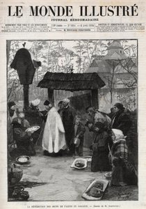 Velsignelsen af påskeæg i Galicien (Lille Rusland) - indgravering i "The Illustrious World"" fra 1895 af Unknown artist