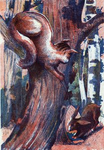 Støvlekatten fanger en kanin af garenne. Illustration til "" Le chat Botte"", fortælling af Charles Perrault (1628-1703), fransk forfatter. Anonym illustration. Billedmateriale Marcel Vagne, Jarville Nancy, udateret (slutningen af det 19. århundrede). af Unknown artist