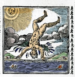 The Fall of Icarus - The Fall of Icarus. Farverig Xylografi. 16. århundrede. af Unknown artist